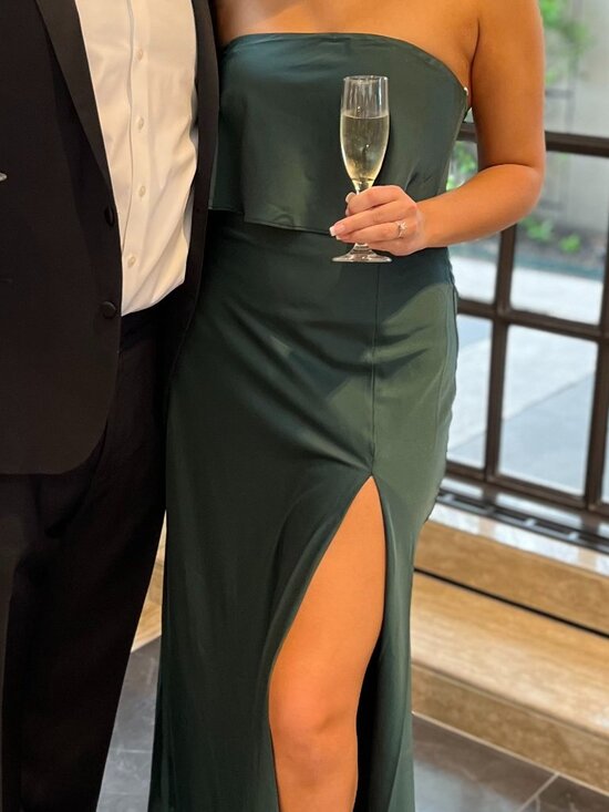 Lulus Dresses & Skirts - Lulus Alluring Behavior Emerald Green Satin Strapless Maxi Dress